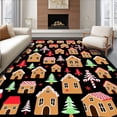 thumbnail image 1 of ODIKA 4'x6' Machine Washable Non-Slip Area Rug, Whimsical Gingerbread House Village Christmas High Traffic Rug with Pad, Brown, 621743, 1 of 8