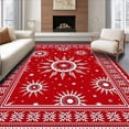 thumbnail image 1 of ODIKA 4'x6' Machine Washable Non-Slip Area Rug, Whimsical Holiday Starburst Mosaic with Frosted Detailing Accent High Traffic Rug, Red, 614541, 1 of 7