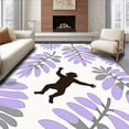 thumbnail image 1 of ODIKA 4'x6' Machine Washable Non-Slip Area Rug, Whimsical Monkey Safari Motif with Abstract Palms High Traffic Rug, Purple, 720771, 1 of 7
