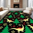 thumbnail image 1 of ODIKA 4'x6' Machine Washable Non-Slip Area Rug, Whimsical Prehistoric Forest with Holiday Accents High Traffic Rug, Black, 648289, 1 of 7