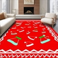 thumbnail image 1 of ODIKA 4'x6' Machine Washable Non-Slip Area Rug, Whimsical Santa Hat Mosaic with Playful Chevron Borders High Traffic Rug with Pad, Red, 621718, 1 of 8