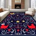 thumbnail image 1 of ODIKA 4'x6' Machine Washable Non-Slip Area Rug, Whimsical Santa Sleigh Ride with Starry Winter Sky Accents High Traffic Rug with Pad, Blue, 621764, 1 of 8