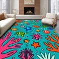 thumbnail image 1 of ODIKA 4'x6' Machine Washable Non-Slip Area Rug, Whimsical Sea and Coral Reef with Playful Ocean Motifs High Traffic Rug, Turquoise, 726836, 1 of 7