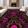 thumbnail image 1 of ODIKA 4'x6' Machine Washable Non-Slip Area Rug, Whimsical Skull Featuring Spooky Festive Motifs High Traffic Rug, Black, 729923, 1 of 7
