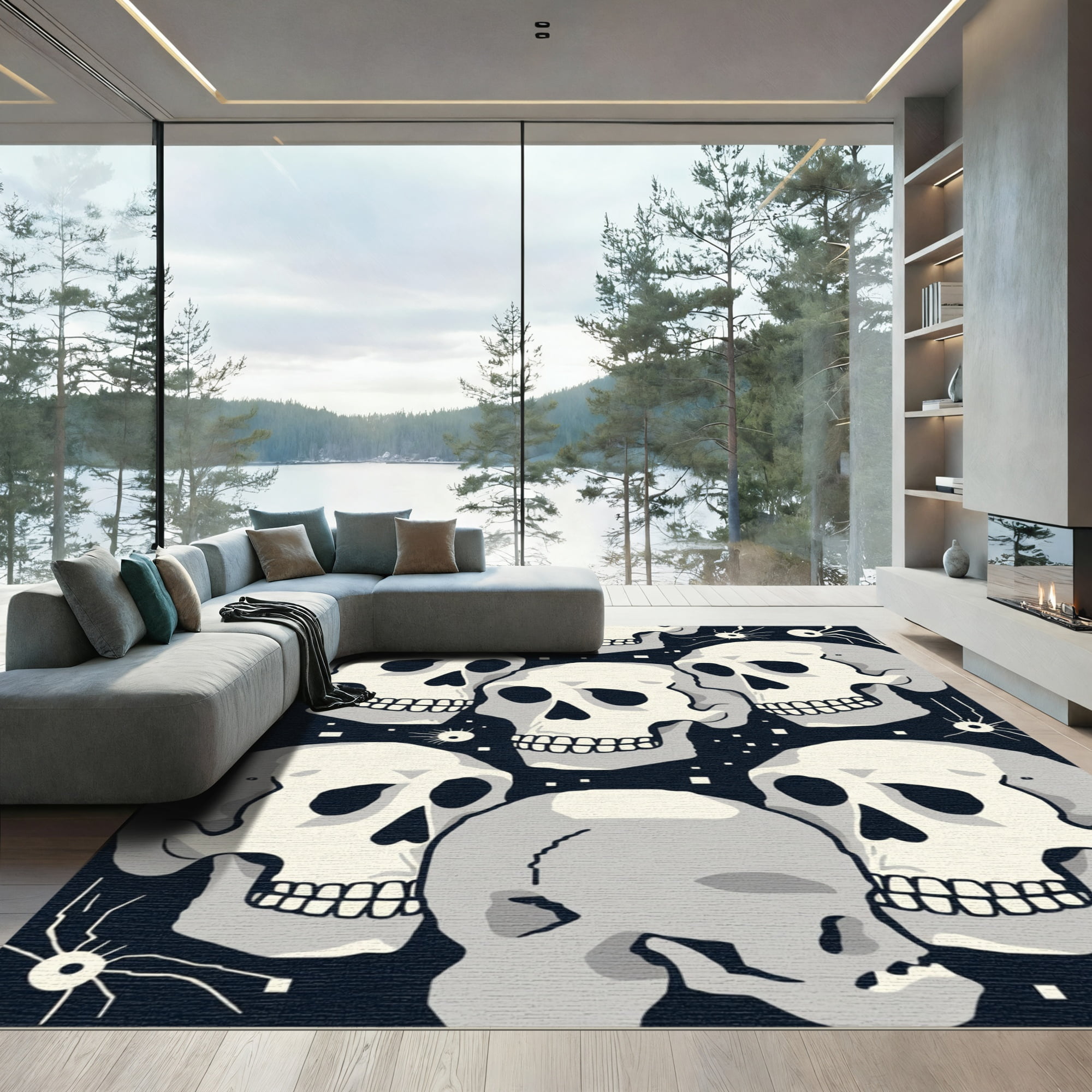 ODIKA 4x6 Machine Washable Non-Slip Area Rug, Whimsical Spider Web and ...