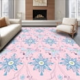 thumbnail image 1 of ODIKA 4'x6' Machine Washable Non-Slip Area Rug, Whimsical Winter Lace with Sparkling Snowflake Motifs Crochet Art High Traffic Rug with Pad, Pink, 626642, 1 of 8