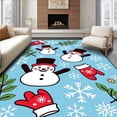 thumbnail image 1 of ODIKA 4'x6' Machine Washable Non-Slip Area Rug, Whimsical Winter Wonderland Scene with Cheerful Snowman and Falling Snow High Traffic Rug with Pad, Blue, 746694, 1 of 8