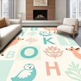 thumbnail image 1 of ODIKA 4'x6' Machine Washable Non-Slip Area Rug, Whimsical Woodland Alphabet with Forest Creatures and Letter Blocks High Traffic Rug with Pad, Orange, 685553, 1 of 8