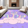 thumbnail image 1 of ODIKA 4'x6' Machine Washable Non-Slip Area Rug, Whimsy Cloud Interlocking ABCs with Starlit Swirl Accents High Traffic Rug with Pad, Purple, 688985, 1 of 8