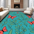 thumbnail image 1 of ODIKA 4'x6' Machine Washable Non-Slip Area Rug, Whispering Wings Abstract with Floating and Leafy High Traffic Rug, Blue, 721191, 1 of 7