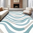 thumbnail image 1 of ODIKA 4'x6' Machine Washable Non-Slip Area Rug, Wild Elephant Trunk Wave Motif Bedding High Traffic Rug with Pad, Blue, 684896, 1 of 8