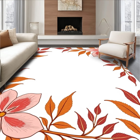 ODIKA 4'x6' Machine Washable Non-Slip Area Rug, Wild Mustang Kit Featuring Seasonal Motifs High Traffic Rug, Pink, 635399