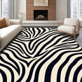 thumbnail image 1 of ODIKA 4'x6' Machine Washable Non-Slip Area Rug, Wild Safari Zebra Stripes Luxury Shag High Traffic Rug, Black, 660176, 1 of 5