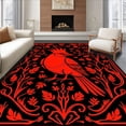 thumbnail image 1 of ODIKA 4'x6' Machine Washable Non-Slip Area Rug, Wilderness Redbird Canvas Artisanal Creation High Traffic Rug with Pad, Red, 730984, 1 of 8