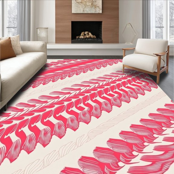 ODIKA 4x6 Machine Washable Non-Slip Area Rug, Wing Kaleidoscope with Iridescent Scale Reflections High Traffic Rug, Pink, 597642