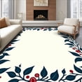 thumbnail image 1 of ODIKA 4'x6' Machine Washable Non-Slip Area Rug, Winter Foliage Swirl Embellished Border High Traffic Rug, Blue, 736763, 1 of 7