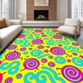 thumbnail image 1 of ODIKA 4'x6' Machine Washable Non-Slip Area Rug, Winter Mosaic Featuring Lollipops and Stars High Traffic Rug, Yellow, 647091, 1 of 7