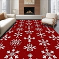 thumbnail image 1 of ODIKA 4'x6' Machine Washable Non-Slip Area Rug, Winter Snowflake Constellation Bathroom with Crystalline Motifs High Traffic Rug, Red, 735522, 1 of 7