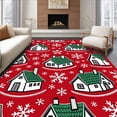thumbnail image 1 of ODIKA 4'x6' Machine Washable Non-Slip Area Rug, Winter Snowflake Cottage Welcome Frosted Village House Doormat High Traffic Rug with Pad, Red, 747167, 1 of 8