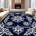 thumbnail image 1 of ODIKA 4'x6' Machine Washable Non-Slip Area Rug, Winter Snowflake Medallion Design Christmas Door High Traffic Rug with Pad, Blue, 620865, 1 of 8