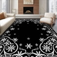 thumbnail image 1 of ODIKA 4'x6' Machine Washable Non-Slip Area Rug, Winter Tree Skirt Featuring Cascading Snowflake Motifs and Sparkling Details High Traffic Rug with Pad, Black, 735197, 1 of 8