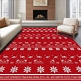 thumbnail image 1 of ODIKA 4'x6' Machine Washable Non-Slip Area Rug, Winter Wonderland Forest Scene with Reindeer and Falling Snowflakes High Traffic Rug with Pad, Red, 629523, 1 of 8
