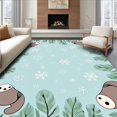 thumbnail image 1 of ODIKA 4'x6' Machine Washable Non-Slip Area Rug, Winter Wonderland Sloth and Snowflake Arrangement with Evergreen Branches High Traffic Rug, Blue, 633491, 1 of 7