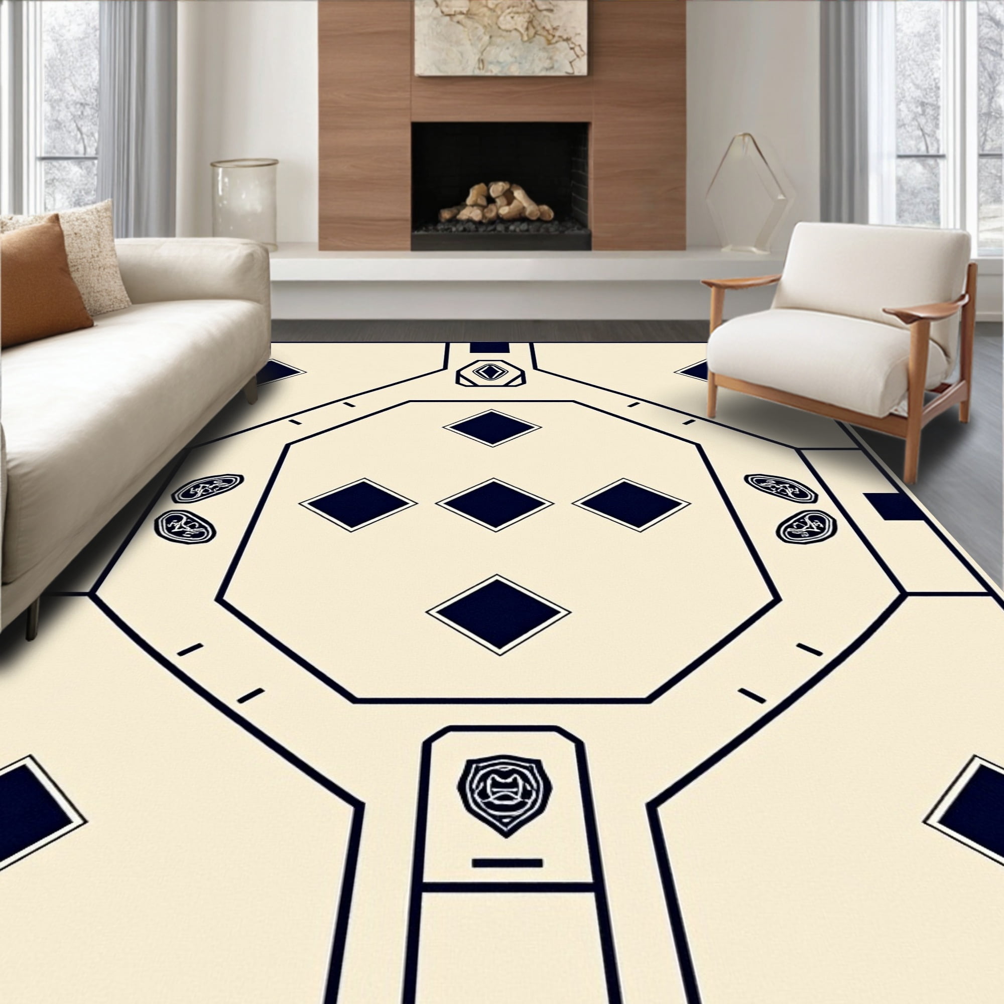ODIKA 4'x6' Machine Washable Non-Slip Area Rug, Youthful Baseball Field ...