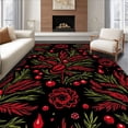 thumbnail image 1 of ODIKA 4'x6' Machine Washable Non-Slip Area Rug, Yuletide Botanical Luxurious Artisan Treasure High Traffic Rug with Pad, Red, 502299, 1 of 8