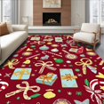 thumbnail image 1 of ODIKA 4'x6' Machine Washable Non-Slip Area Rug, Yuletide Gift Box Cane Ornament Decorative Floor Covering High Traffic Rug with Pad, Red, 606140, 1 of 8