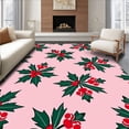 thumbnail image 1 of ODIKA 4'x6' Machine Washable Non-Slip Area Rug, Yuletide Holly Berry Wreath Latch Making Kit Canvas Design High Traffic Rug with Pad, Pink, 642517, 1 of 8