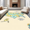thumbnail image 1 of ODIKA 4'x6' Machine Washable Non-Slip Area Rug, s Educational Floor with Alphabet and State Capitals Map High Traffic Rug with Pad, Beige, 695495, 1 of 8