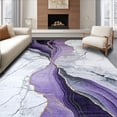 thumbnail image 1 of ODIKA 5'x7' Machine Washable Non-Slip Area Rug, Mystic Marble Swirling Purple and Grey Veined Design High Traffic Rug, Purple, 104674, 1 of 7