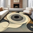 thumbnail image 1 of ODIKA 5'x7' Machine Washable Non-Slip Area Rug, Interlocking Spiral Swirls with Bold Highlights High Traffic Rug, Beige, 260555, 1 of 7