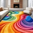 thumbnail image 1 of ODIKA 5'x7' Machine Washable Non-Slip Area Rug, Abstract Wave Plush for Modern Styling High Traffic Rug, Blue, 146144, 1 of 7