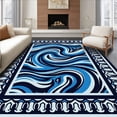 thumbnail image 1 of ODIKA 5' x 7' Machine Washable Non-Slip Area Rug, Abstract Wave High Traffic Rug, Blue, 343711, 1 of 7