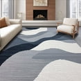 thumbnail image 1 of ODIKA 5'x7' Machine Washable Non-Slip Area Rug, Silver Streamline Wavy Abstract Flowing Serene Design High Traffic Rug, Gray, 104224, 1 of 7