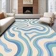 thumbnail image 1 of ODIKA 5' x 7' Machine Washable Non-Slip Area Rug, Abstract Wave High Traffic Rug, Ivory, 413194, 1 of 7