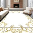 thumbnail image 1 of ODIKA 5' x 7' Machine Washable Non-Slip Area Rug, Baroque Feather High Traffic Rug, Gold, 650409, 1 of 7