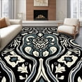 thumbnail image 1 of ODIKA 5' x 7' Machine Washable Non-Slip Area Rug, Baroque Leaf High Traffic Rug, Black, 554158, 1 of 7
