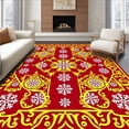 thumbnail image 1 of ODIKA 5' x 7' Machine Washable Non-Slip Area Rug, Baroque Snowflake High Traffic Rug, Red, 616827, 1 of 7