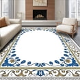 thumbnail image 1 of ODIKA 5' x 7' Machine Washable Non-Slip Area Rug, Baroque leaf High Traffic Rug, Blue, 663965, 1 of 7