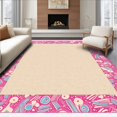 thumbnail image 1 of ODIKA 5' x 7' Machine Washable Non-Slip Area Rug, Boho Circle High Traffic Rug, Pink, 337496, 1 of 7