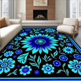 thumbnail image 1 of ODIKA 5' x 7' Machine Washable Non-Slip Area Rug, Boho Sunflower High Traffic Rug, Black, 353473, 1 of 7