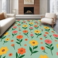 thumbnail image 1 of ODIKA 5' x 7' Machine Washable Non-Slip Area Rug, Boho flower High Traffic Rug, Green, 663272, 1 of 7