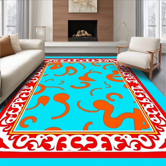ODIKA 5' x 7' Machine Washable Non-Slip Area Rug, Boho paisley High Traffic Rug, Red, 688511