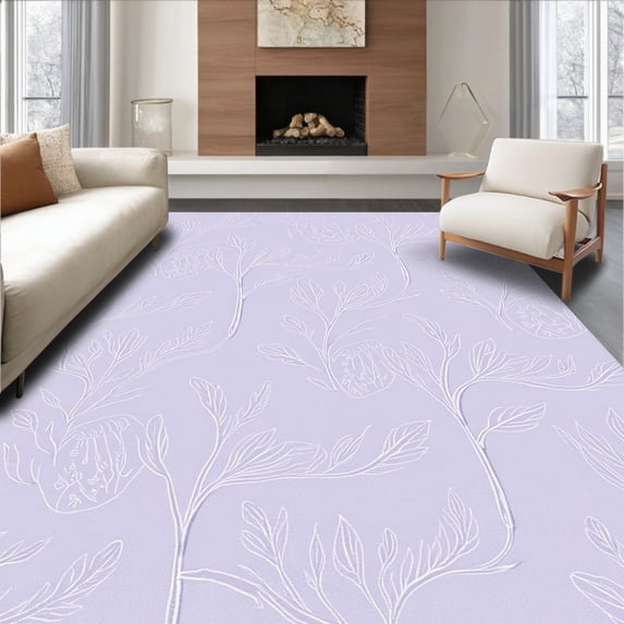 ODIKA 5' x 7' Machine Washable Non-Slip Area Rug, Botanical pomegranate High Traffic Rug, Purple, 336798