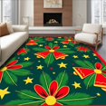 thumbnail image 1 of ODIKA 5' x 7' Machine Washable Non-Slip Area Rug, Christmas Poinsettia High Traffic Rug, Red, 438606, 1 of 7