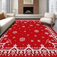 thumbnail image 1 of ODIKA 5' x 7' Machine Washable Non-Slip Area Rug, Christmas snowflake High Traffic Rug, Red, 623275, 1 of 7
