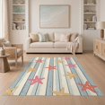 thumbnail image 1 of ODIKA 5'x7' Machine Washable Non-Slip Area Rug, Vintage Driftwood Starfish Nautical Bath with Weathered Design High Traffic Rug, Beige, 426902, 1 of 7